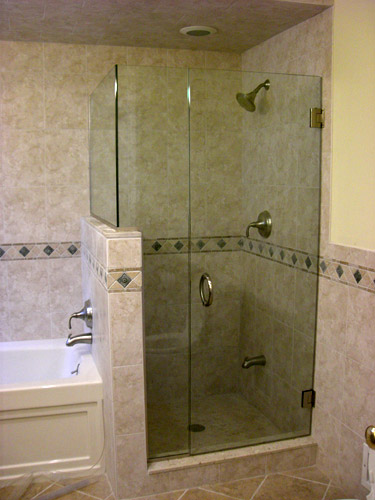 Clear Glass Frameless Corner Shower Unit