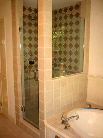 Corner Frameless Shower Unit with Door and Panel