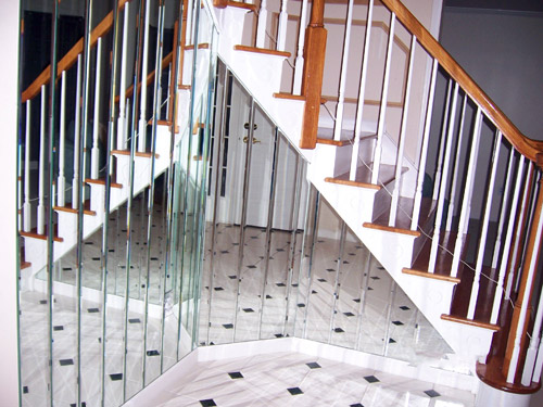 Mirror Wall with Beveled Strips